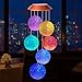 Wind Chimes Outdoor,Solar Color Changing LED Light Lamp Six Balls Mobile Romantic Wind-Bell for Home, Party, Festival Decor, Night Patio Yard Garden Decoration(Crystal Ball)