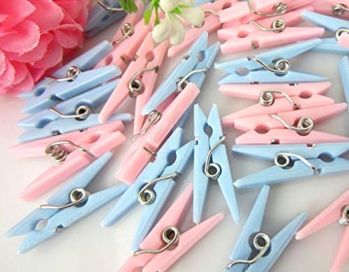Mememall Fashion Small Clothes Pin Baby Shower Clothespin Hang Clip Pink Girl Blue Boy Party Game