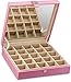 Glenor Co Earring Holder - Classic 25 Section Jewelry Box/Case/Organizer for Earrings, Rings, Necklaces, Jewelry, Cufflinks or Collections. 25 Small Compartments with Elegant Large Mirror - Pink