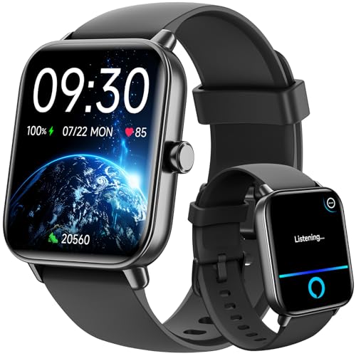 Gydom Smartwatch Men 1.8 Inch Smartwatch Women Smart Watch with Bluetooth Call Black