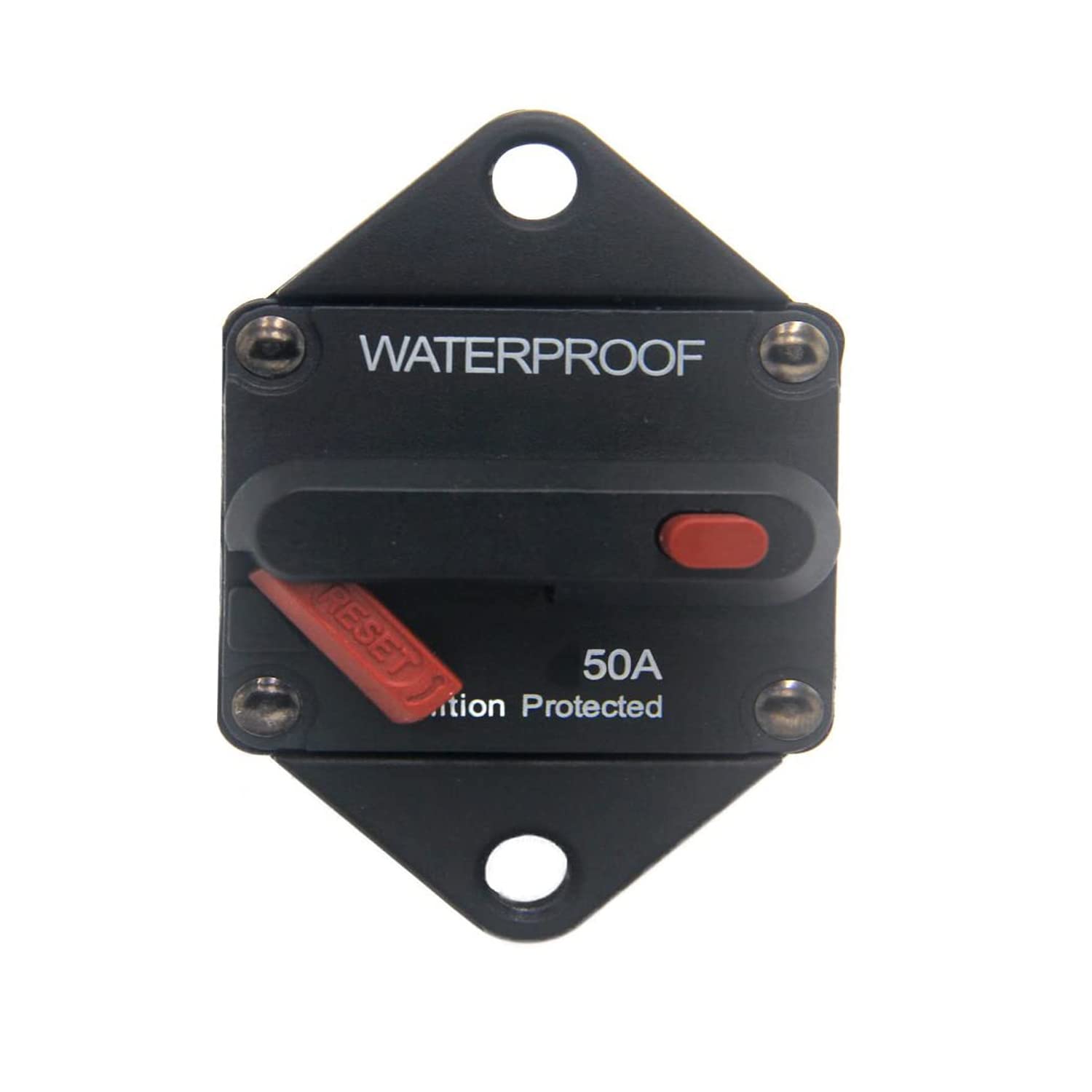 ZOOKOTO 50A Trip Switch Circuit Breaker, Hi-Amp Fuse Inverter with Manual Reset for Marine Auto Truck ATV Caravan, Waterproof, 12V- 48V DC 50 Amps