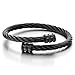 Mens Boys Black Twisted Cable Cuff Bangle Bracelet Stainless Steel Polished