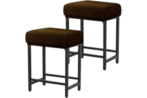 Levoberg Bar Stool Cover Rectangle Stretch Counter Height Barstool Slipcovers Rectangular Vanity Stool Cover Kitchen Counter Saddle Seat Cover for Wooden Metal Bench Set of 2 Coffee