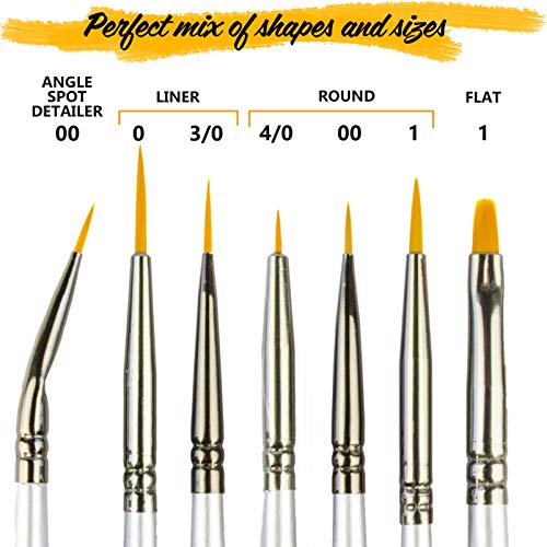 Miniature Paint Brushes - Best Small Paint Brush Set - 7 pcs Model Detail Painting Brushes – Tiny, Mini, Micro Paintbrushes for Face Painting, Fine Detailing
