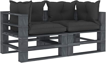 Vidaxl Bois Canape Palette A 2 Places De Jardin Avec Coussins Noir Sofa Palette De Terrasse Canape Palette De Patio Exterieur Salon Interieur Amazon Fr Cuisine Maison
