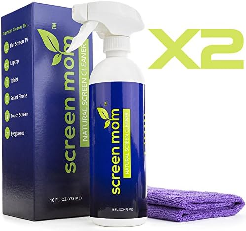Screen Cleaner Kit - 2 Pack - Contains Over 1,572 Sprays in each Large 16 ounce (475ml) Bottle - includes 2 Premium Microfiber Cloths