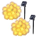 Qedertek 2 Pack Chuzzle Ball Solar String Lights, 15.7ft 20 LED Lights for Indoor/Outdoor, Home, Lawn, Garden, Wedding, Patio, Party, and Holiday Decorations (Warm White)