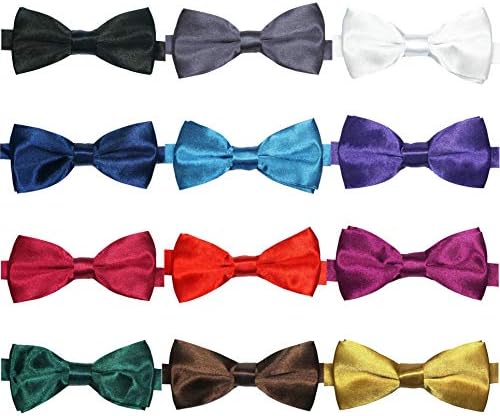 LilMents 12 Pack Boys Mixed Designs Adjustable Pre Tied Bow Necktie Tie Set
