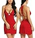 Avidlove Sleepwear Womens Chemise Sexy Nightie Full Slip Lace Babydoll Dress, Red, Medium Size