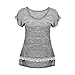FUNOC Womens Summer Lace Trim Short Sleeve T-shirt Blouse Casual Tops