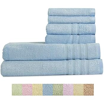 Home Bath Towel 100% Bamboo Fiber Fade-Resistant Super Soft and High Absorbent,2 Bath Towels,2 Hand Towels,2 Wash Clothes.Smoke Blue