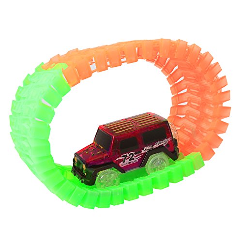 2PCS Race Cars for Magic Race Track Glow in the Dark Light Up Vehicles LED Cars Set Toys Set of 2 (Red)