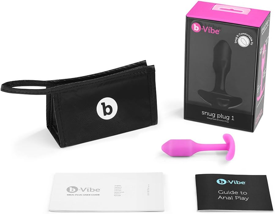 b-Vibe 55 Gram Small Version, Snug Plug 1 in Fuchsia/Silver, Meet The World's Most Comfortable Butt Plug, 1 Fuchsia - Image 5