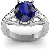 LMDPRAJAPATIS 2.55 Ct. Natural Blue Sapphire Gemstone 8x10mm Oval Shape Wedding Silver Ring For Women Ring Size 5-10
