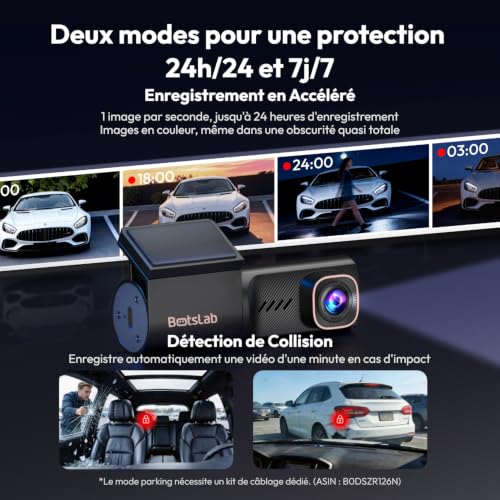 Botslab 4K Mini Dash Cam 360° Rotatable with Super Capacitor, Dual Band Wi-Fi & Bluetooth, Night Vision, 24H Parking Mode, App Control, G-Sensor, Wide Angle, Up to 512GB