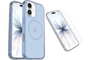 OtterBox iPhone 17 (Only) Bundle: Symmetry Clear Series+ Case & Screen Protector - Blue Bliss (Clear/Blue) - Snaps to MagSafe
