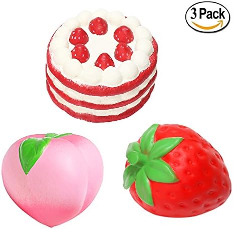 3PCS Premium Jumbo Squishies Slow RisingStrawberry Peach Cake Extra Large B4MBOO Cream Scented Stress Relief toys for kids and adults