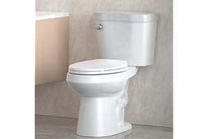 Two-Piece Toilet for Bathrooms, ADA Height 17.5" Elongated Toilet, Soft Close Seat, Powerful 1.28 GPF Flush, Comfort Height C