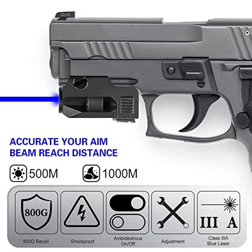 Urstac Blue Laser Sight for Pistol,Tactical Laser Gun Sight Used for 21MM Standard Picatinny Rail,USB Rechargeable Blue Dot Laser Sight for Handguns,Rifles,Outdoor Hunting Defense Training
