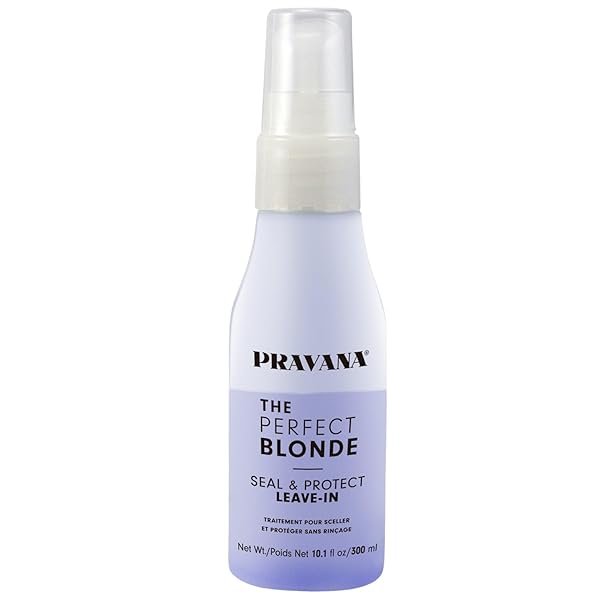 PRAVANA THE PERFECT BLONDE SEAL & PROTECT LEAVE-IN CONDITIONER | NEUTRALIZES BRASSY, YELLOW TONES | FOR COLOR-TREATED HAIR | DETANGLES, PROTECTS, MOISTURIZES STRANDS | 2 FL OZ