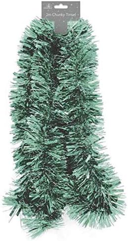 Light Pale Green Traditional Christmas Tinsel 2 Metres (6.5 Ft) Trees Decoration Garland
