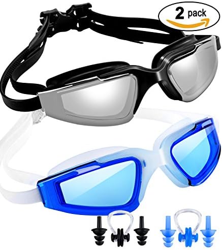 Swim Goggles 2 Pack Swimming Goggles-Anti Fog UV Protection Water Proof Goggles for Adult Men Women Youth