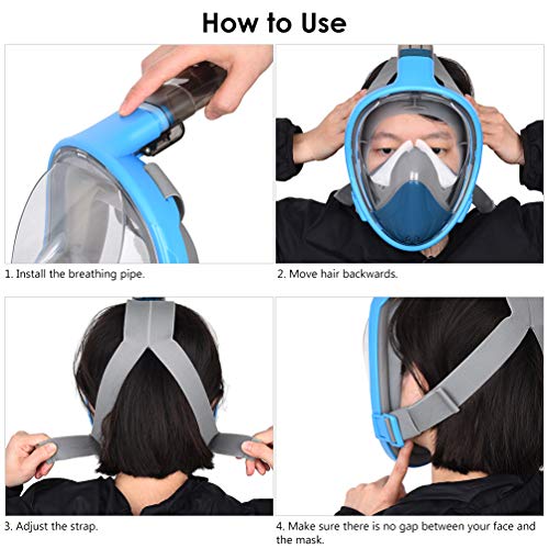 RUNACC Full Face Snorkel Mask Set Foldable Snorkeling Diving Mask for Adults and Kids with 180°Large View, Detachable Camera Mount, Storage Bag, Waterproof Phone Pouch and Earplug, S/M