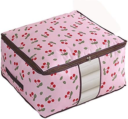 Lianna Oxford cloth Anti-mold Quilt Foldable Wardrobe Portable Durable Fibre Pillow Quilt Closet Sweater Box Pouch Transparent Window-Main color Pink-24x20x11 inch