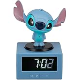 Paladone Stitch Alarm Clock with Night Light and Musical Alarm Official Disney Product 16.5 cm