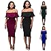 Wonderoy Women's Ruffles Off Shoulder Fitted Club Party Cocktail Bodycon Midi Dress M Red 1#