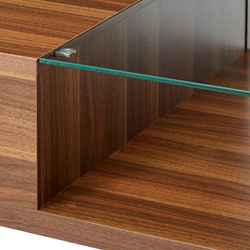 Browson Walnut Finish Glass Insert Coffee Table (848702000368)