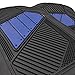 PolyCloth Sport Seat Covers Rubber Floor Mats & Steering Wheel Cover for Auto Car SUV Truck - Two Tone Black & Blue