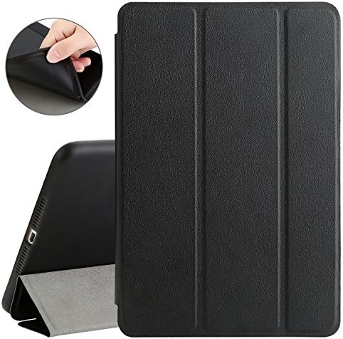 iPad Mini 4 Case,TKOOFN Soft TPU Transparent Back Case Slim Fit Leather Smart Stand Cover with Auto Wake/Sleep for Apple iPad Mini 4 (Black)