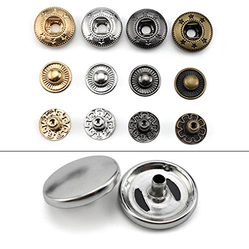 80 Set Snap Fasteners Snap Button Press Studs with 4 Pieces Fixing Tools and 10 pairs Different Copper Button,12.5 mm in Diameter