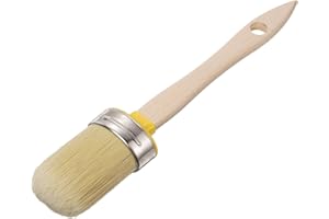 uxcell Wax Paint Brushes, 2 x 1.5 Inch Chalk Stencil Brush, Oval PET Fiber Bristle with Wood Handle, Painting Tool for Furnit