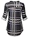 SeSe Code Long Sleeve Casual Shirts For Women, Ladies Plaid 2XL Tunic For Leggings Work Office Wear Maternity High Low Top Stretch Ruffles Baggy V Neck Blouse Gray and Black XXL