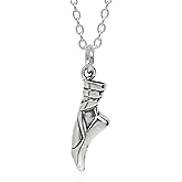 EnCharmed Sterling Silver Pointe Shoe Charm Necklace, Ballerina Dance Slipper Pendant Jewelry, 18"
