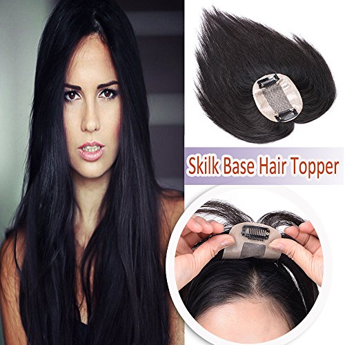 Elailite silk base human hair toppers for women clip in…