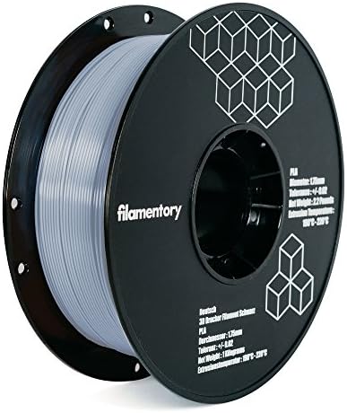 Filamentory Gray PLA 1.75 3D Printer Filament, Dimensional Accuracy +/- 0.02 mm, 1 kg Spool, 1.75 mm - 2.2 LBS GRAY PLA