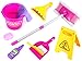 Velocity Toys Little Helper 'F' Deluxe Children's Kid's Pretend Play Toy Cleaning Play Set w/ Floor Dust Mop, Bucket, Dust Pan, Brush, Squeegee, Cleaning Rag, Wet Floor Sign, Mock Soap Bottle & Bar