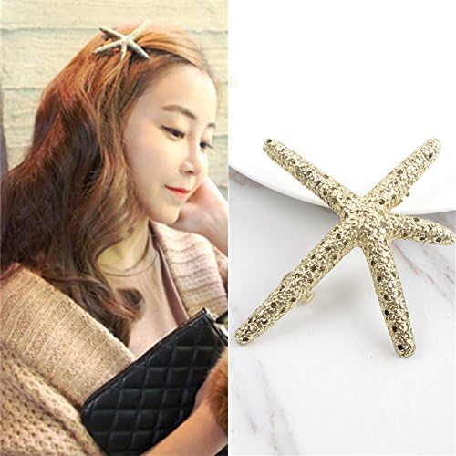 Unique Women Retro Metal Hair Accessories Elegant Five-Pointed Star Starfish Hairpin Bangs (Retro Old Gold Starfish # 20
