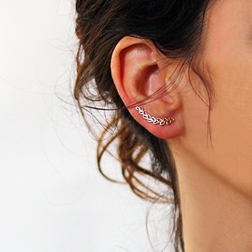 Handmade Leaves Ear cuff , PAIR of Sterling silver Ear Climber