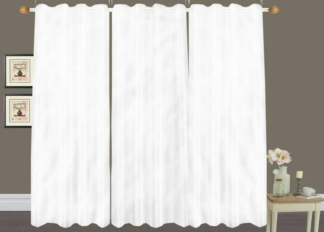 Buy Red Ribbon Plain Solid Long Crush White Door 7 Feet Curtains