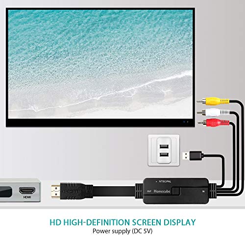 HDMI to AV Adapter, Homecube HDMI to RCA Converter Video Audio Cable Adapter with HDMI Coupler Support PAL/NTSC for Fire Stick, TV/STB/Blu-ray DVD/Xbox/PS3 PS4 - Thumbnail 3