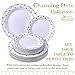 Silver Spoons Party 40 PC Dinner Side Plates Disposable Dinnerware Set | Charming Dots Collection, 20 Servings, White/Gold
