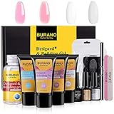 BURANO Poly Nail Gel Kit,Extension 30ml Easy Nail Builder Gel kit & Odorless Nail Gel Trial Kit for Starter, Nail Enhancement for Professional Nail Technician