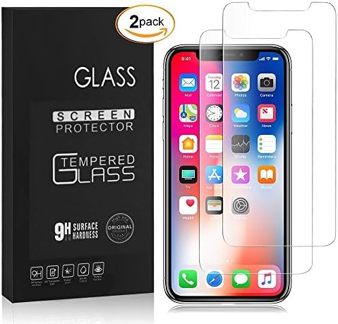 ADDAO Glass Screen Protector Compatible iPhone X, [2-Pack] 0.33mm Clear Film Anti-Scratch Anti-Fingerprint High Light Tempered Glass Screen Protector