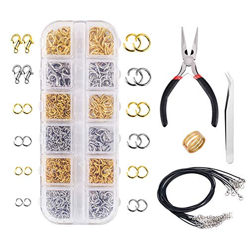 EuTengHao 1314pcs Open Jump Rings and Lobster Clasps Jewelry Repair Tools Kit Jewelry Making Supplies Kit Jewelry Finding Kit for Necklace Repair with Jewelry Making Accessories (Gold and Silver)