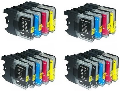 Inkcool 18 pack of compatible ink cartridge for Brother LC61 (6 black LC-6lbk, 4 cyan LC-6lC, 4 magenta LC-6lC, 4 Yellow LC-6lY)