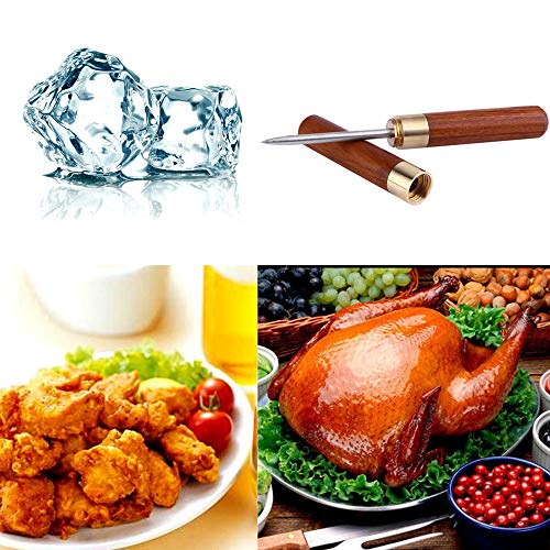 3 Pack 7" Stainless Steel Ice Pick, Portable Ice Pick Carving Tool Ice Cube Crusher with Wooden Handle and Safety Cover Kitchen Tool